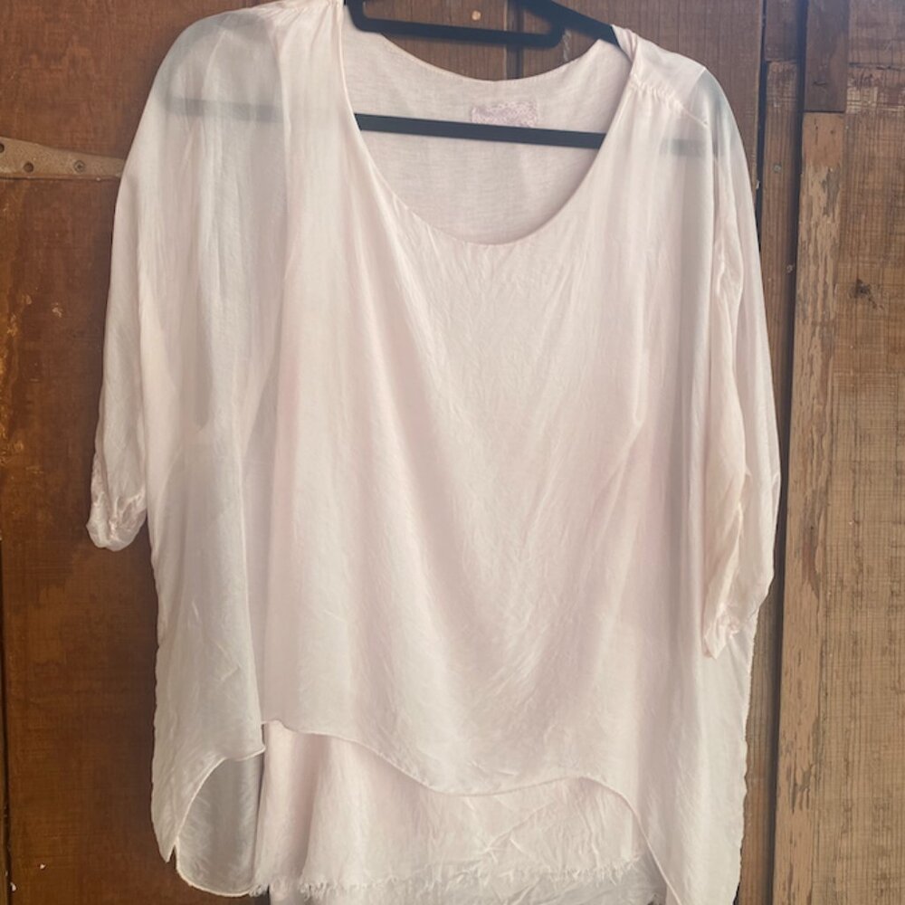 italian silk lagenlook pink top